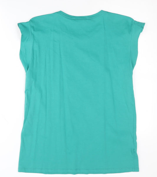 Womens UK Size S Massimo Dutti Green Basic T-Shirt