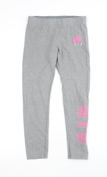 Nike Girls Grey Leggings - M - Tight Fit