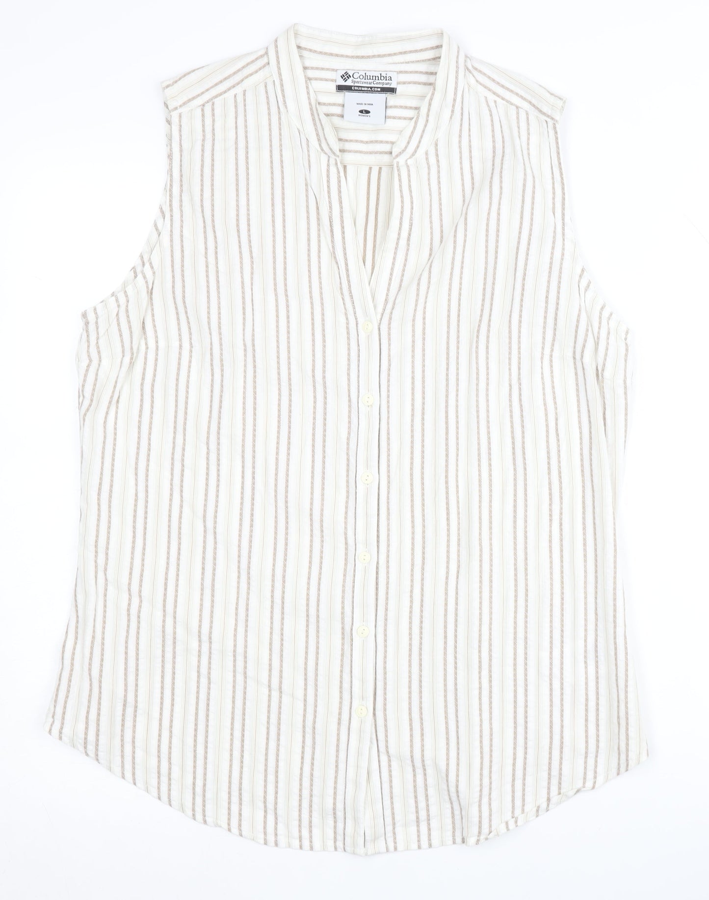 Womens UK Size L Columbia Beige Basic Button-Up