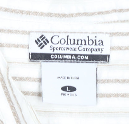 Womens UK Size L Columbia Beige Basic Button-Up