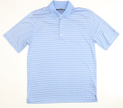 Greg Norman Men's Blue Striped Polo Shirt Size S