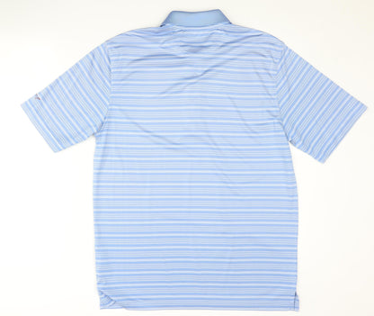 Greg Norman Men's Blue Striped Polo Shirt Size S