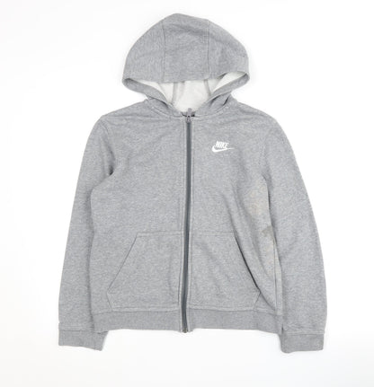 Nike Boys Grey Full Zip Hoodie M - Comfortable Casual Wear