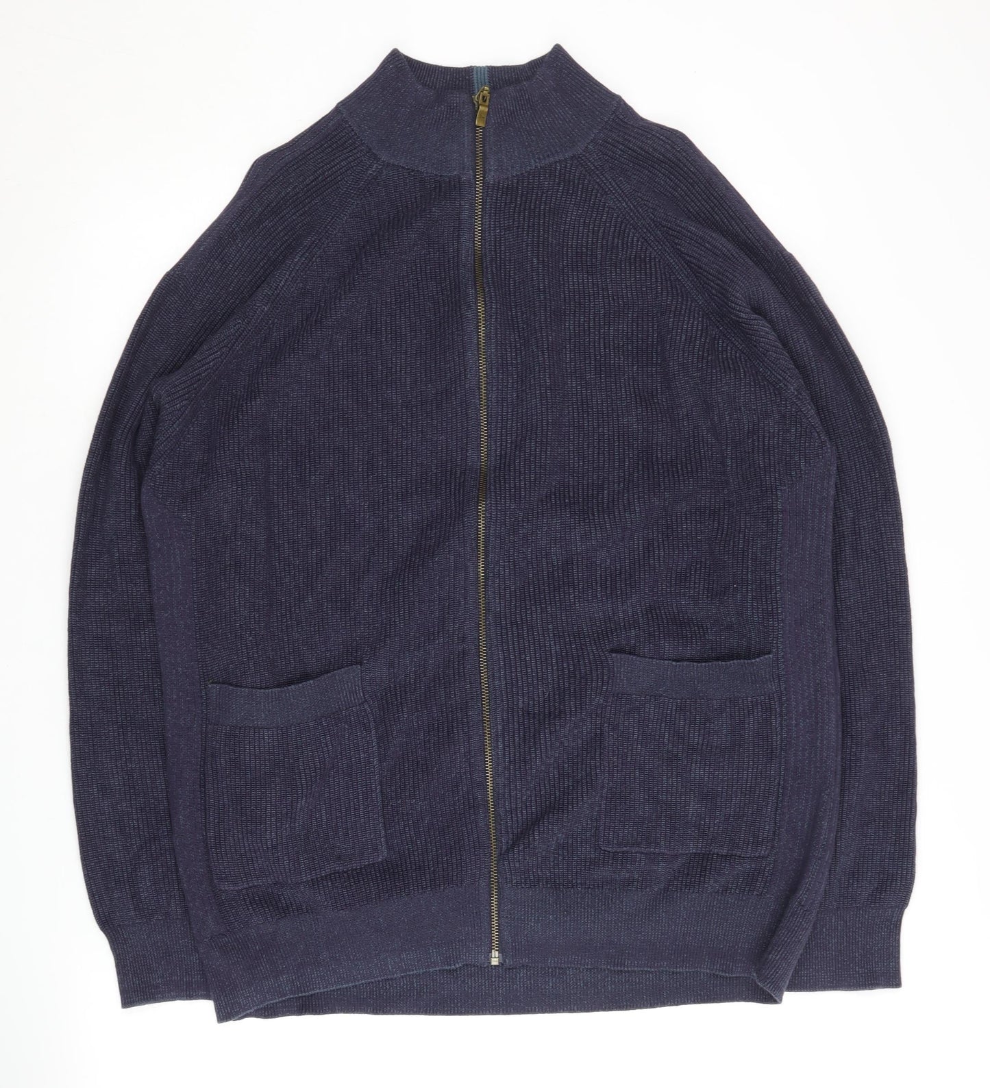 White Stuff Men's Blue 2XL Knit Jacket, Organic Cotton