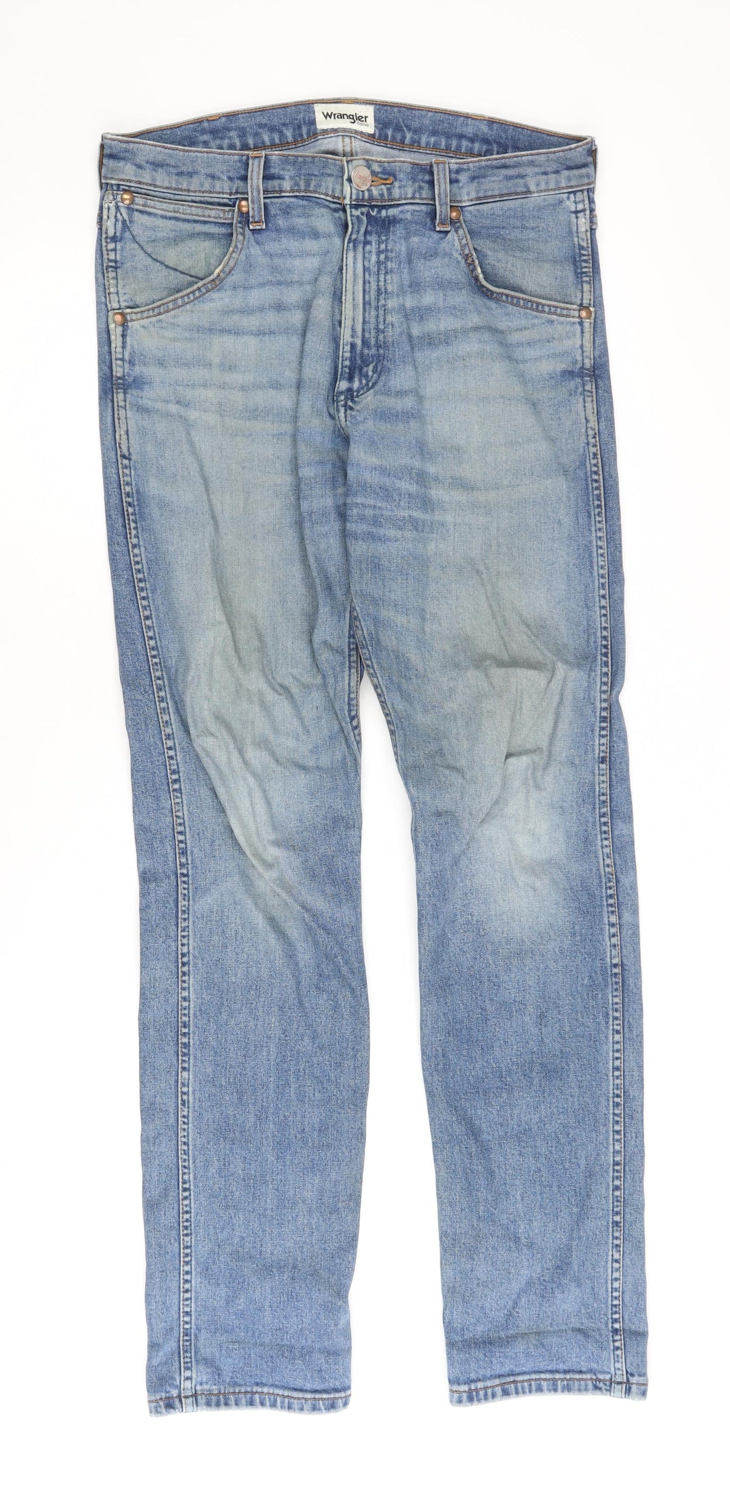 Wrangler Men's Blue Straight Jeans, Size 32, Classic Style