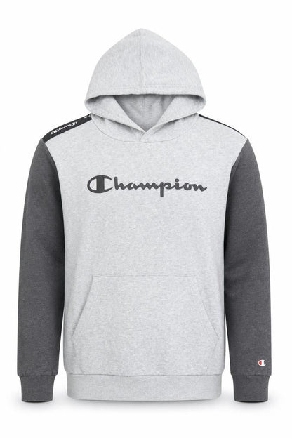 Front view of Champion boys’ grey hoodie xl pullover casual