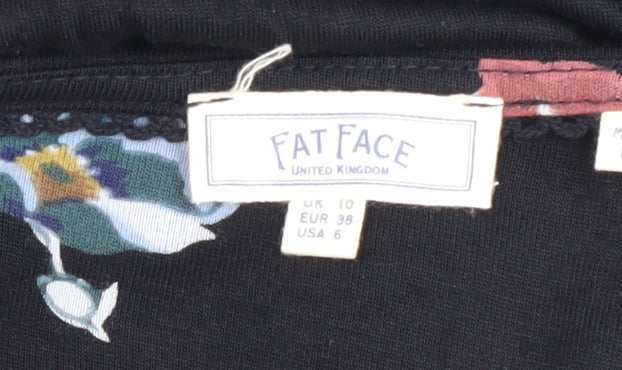 Fat Face Women's Black Floral Wrap Dress Size 10