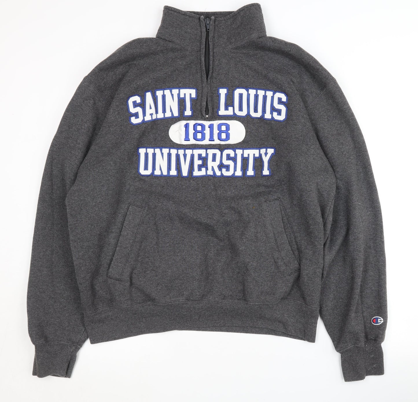 Mens UK Size L Champion Grey 1/4 Zip Sweatshirt