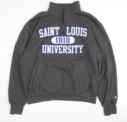 Mens UK Size L Champion Grey 1/4 Zip Sweatshirt