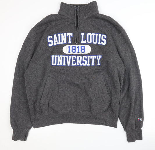Mens UK Size L Champion Grey 1/4 Zip Sweatshirt