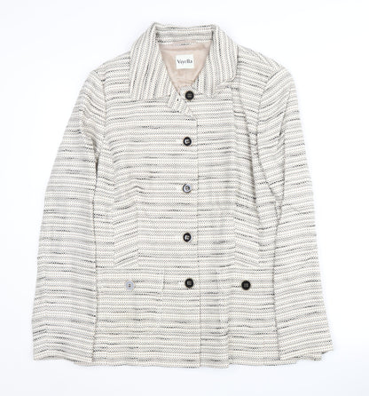 Viyella Women's Beige Blazer, Size 12, Lined, Striped