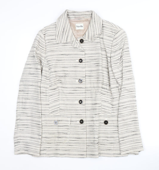 Viyella Women's Beige Blazer, Size 12, Lined, Striped