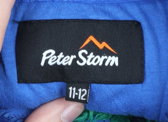 Peter Storm Boys Blue Green Striped Fleece Sweatshirt 11-12 Years