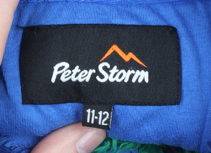 Peter Storm Boys Blue Green Striped Fleece Sweatshirt 11-12 Years