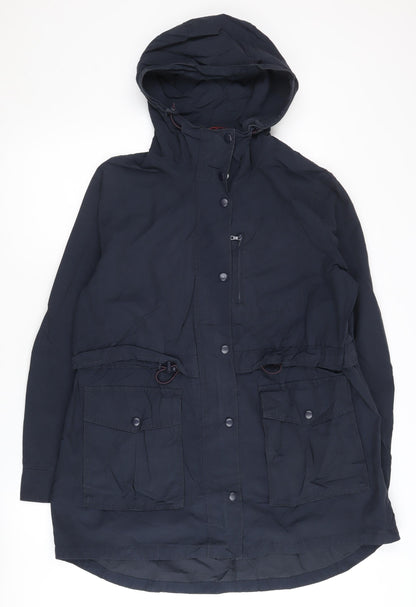 J.Crew Women's Blue Parka, Size S, Hooded Mid-Length Casual