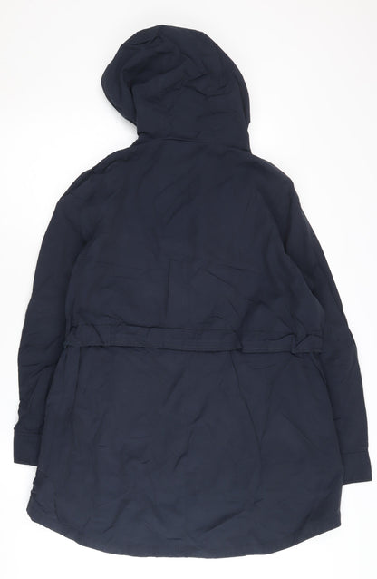 J.Crew Women's Blue Parka, Size S, Hooded Mid-Length Casual