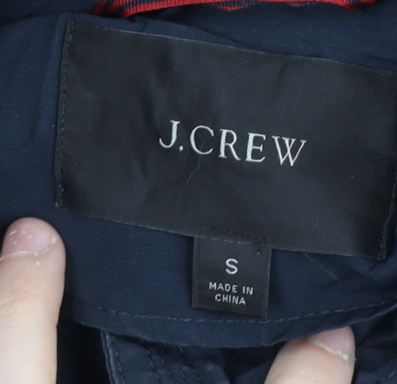 J.Crew Women's Blue Parka, Size S, Hooded Mid-Length Casual