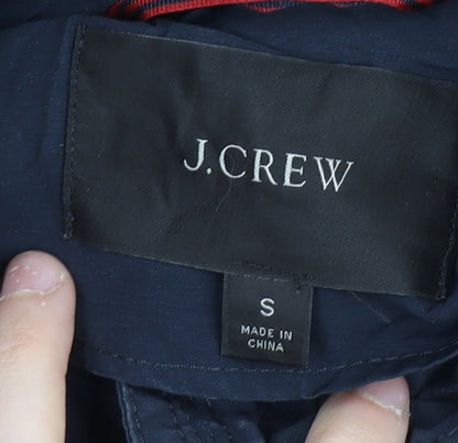 J.Crew Women's Blue Parka, Size S, Hooded Mid-Length Casual
