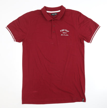 Firetrap Men's Red Polo Shirt - Medium