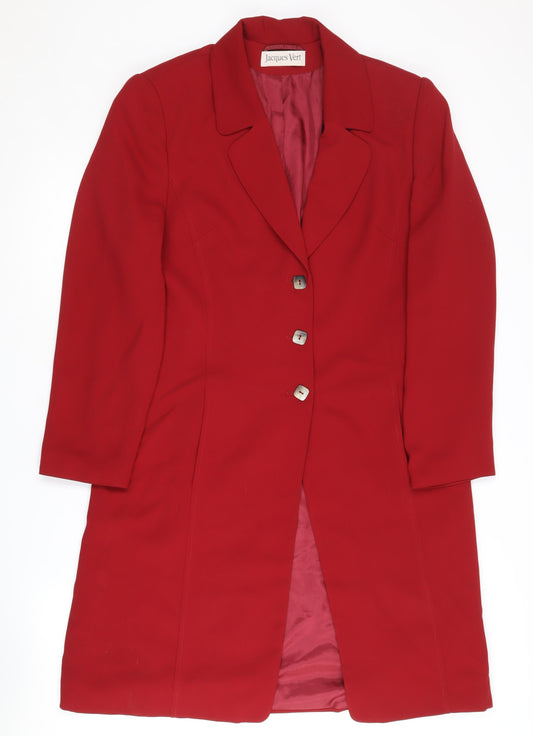 Jacques Vert Women's Red Overcoat Size 12 Classic Formal