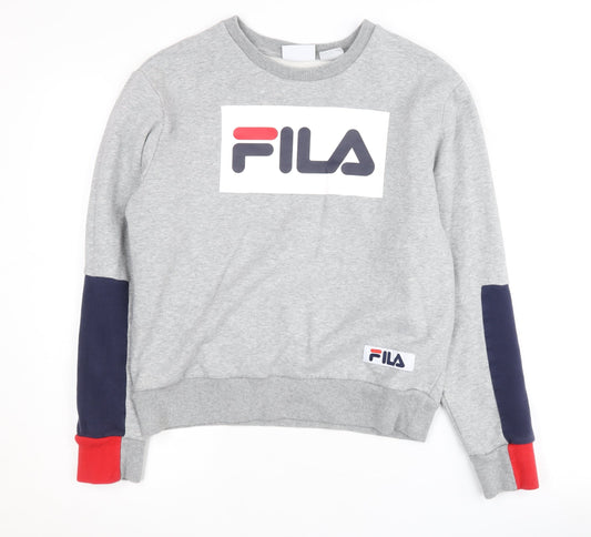 Additional front view of Fila unisex grey logo sweatshirt, size S, pullover