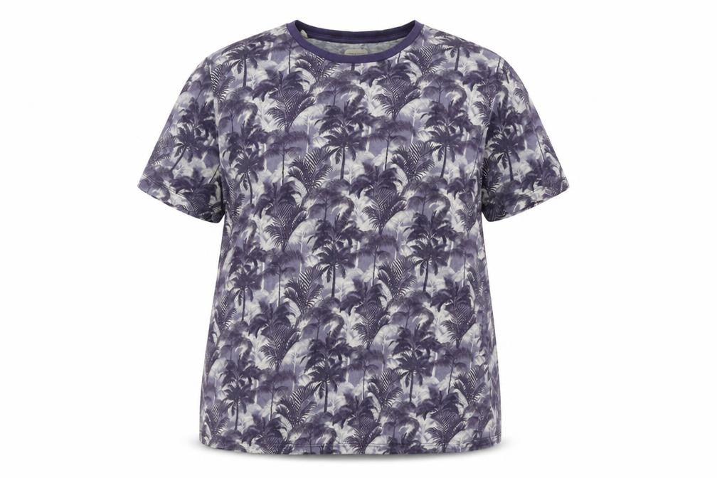 Front view of Selected Homme unisex purple tropical t-shirt 2xl