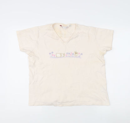 EWM Women's Beige Embroidered T-Shirt - Size L