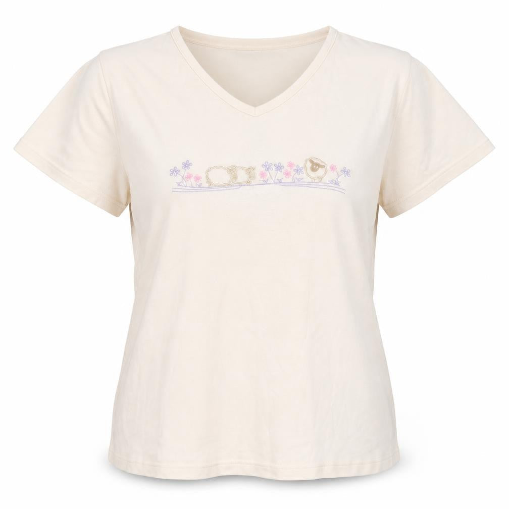 Womens UK Size L EWM Beige Basic T-Shirt