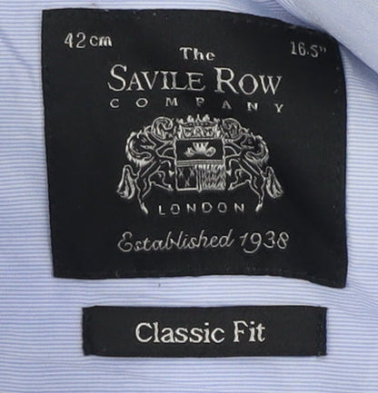 Savile Row Men's Blue Long Sleeve Classic Fit Shirt