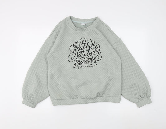 Womens UK Size 8/10 FRIENDS Green Pullover Sweatshirt