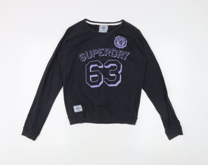 Superdry Women's S Black Sweatshirt, Cotton, Casual