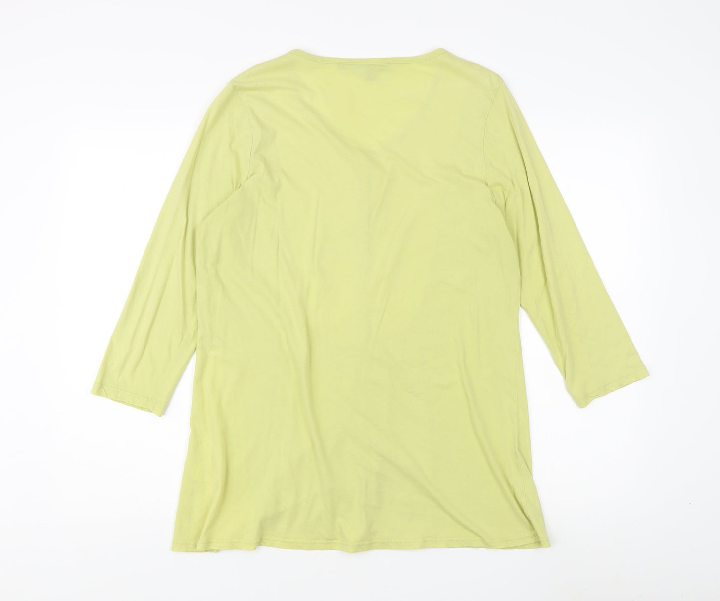 Boden Women's Yellow Button-Up, Size 16, 3/4 Sleeve V-Neck