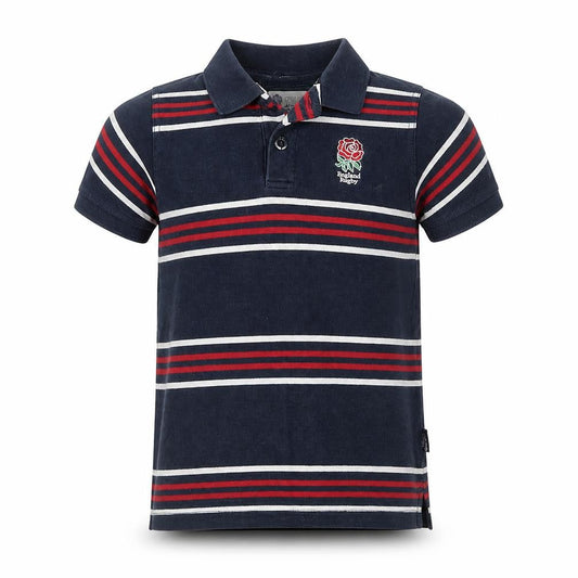 England Rugby Boys Blue Striped Polo Shirt 8 Years