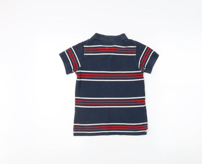 England Rugby Boys Blue Striped Polo Shirt 8 Years