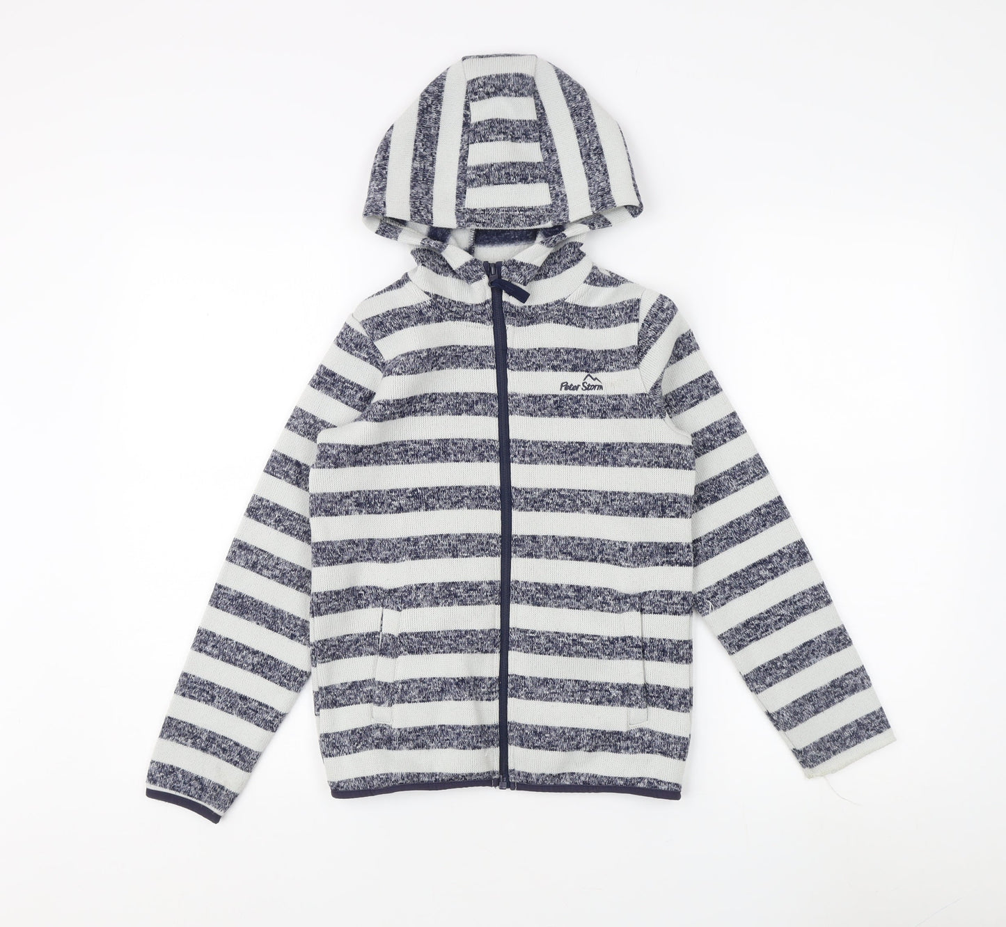 Peter Storm Boys Grey Striped Hooded Jacket Size 9-10