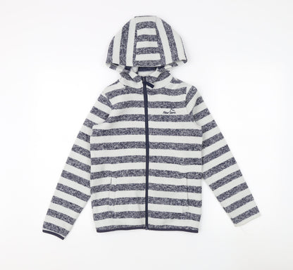 Peter Storm Boys Grey Striped Hooded Jacket Size 9-10