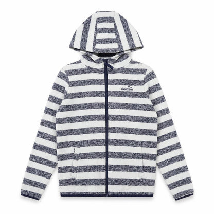 Front view of Peter Storm boys’ grey striped hooded jacket, size 9-10
