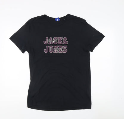 Mens UK Size L JACK & JONES Black  T-Shirt