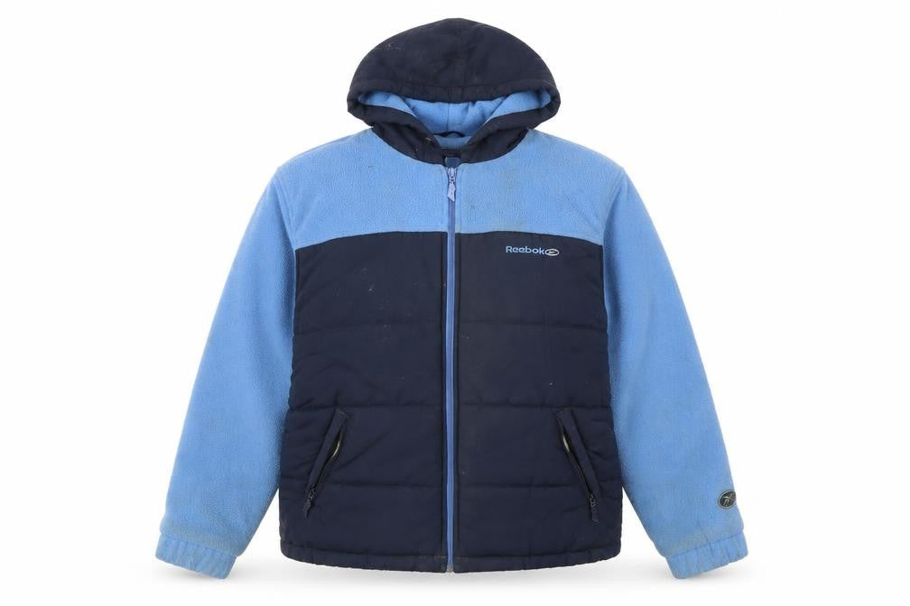 Reebok Women's Blue Puffer Jacket Size 12 Hooded Winter Coat
