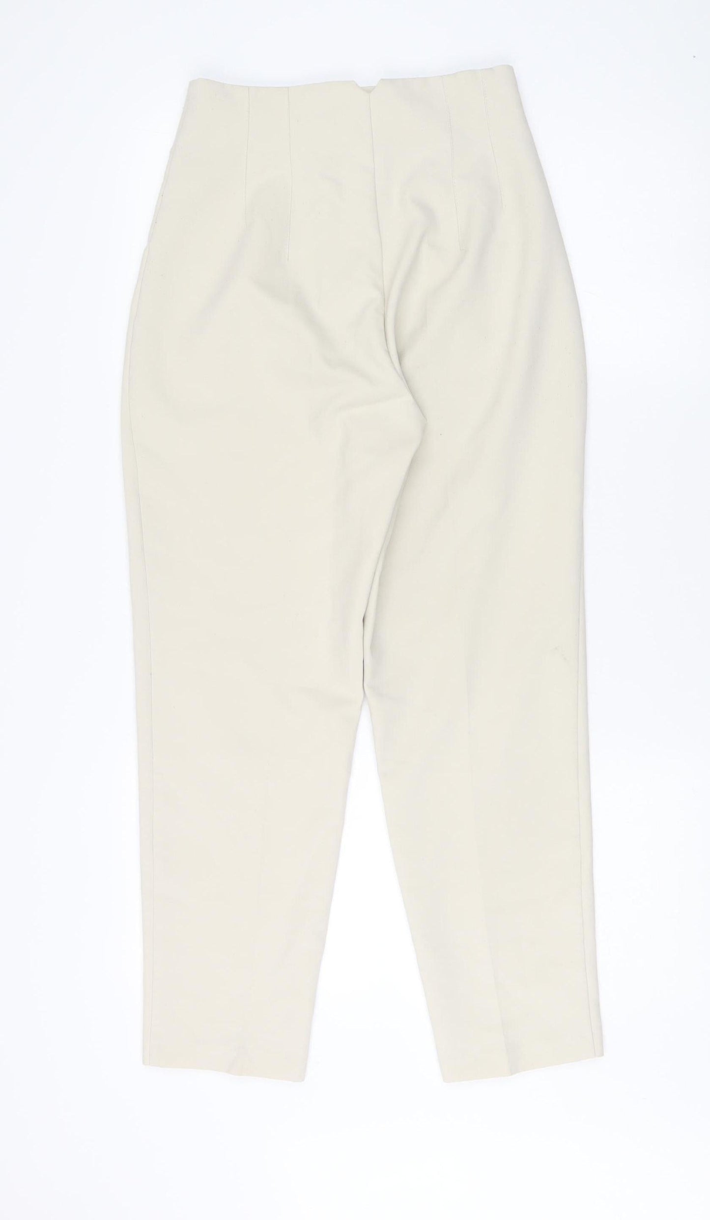 Womens UK Size S Zara Regular Fit Casual Ivory Trousers