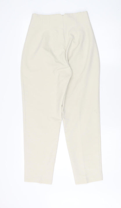 Womens UK Size S Zara Regular Fit Casual Ivory Trousers