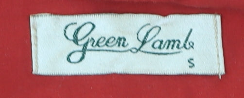 Womens UK Size S Green Lamb Red Gilet