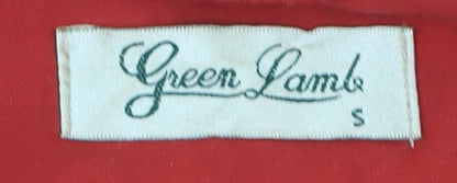 Womens UK Size S Green Lamb Red Gilet