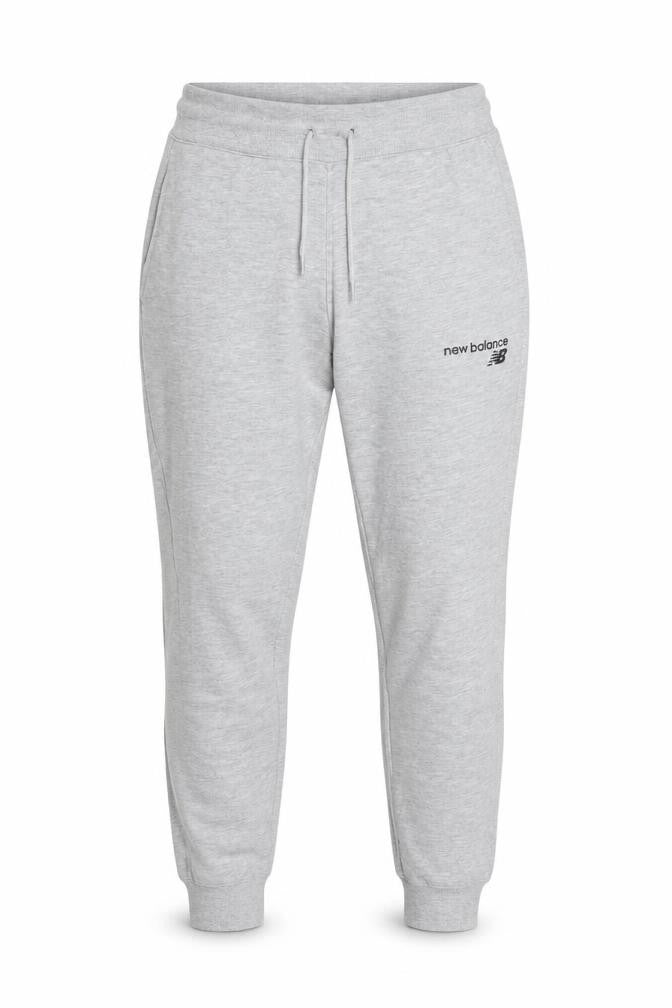 Front view of New Balance Men's Grey Jogger Tracksuit Pants, size S
