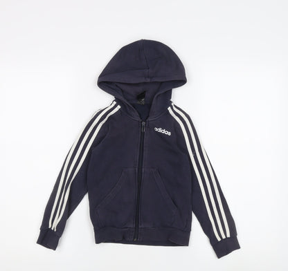 Adidas Boys Blue Full Zip Hoodie L Sportswear Casual