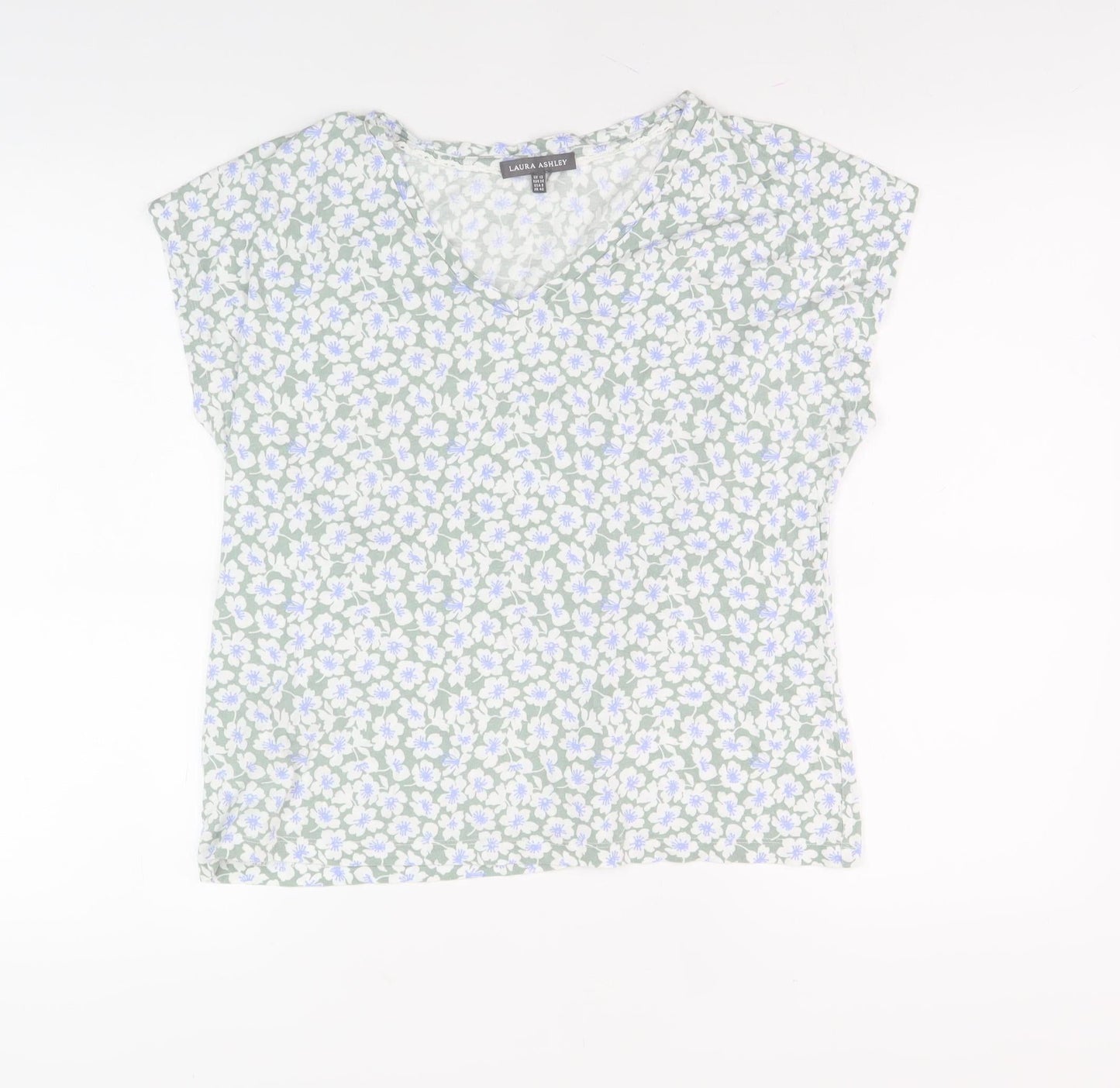 Womens UK Size 12 Laura Ashley Green Basic T-Shirt