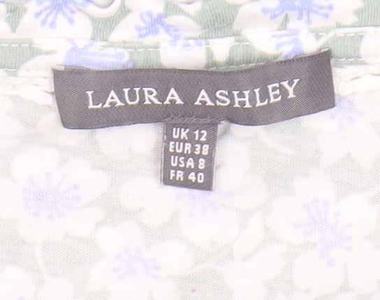 Womens UK Size 12 Laura Ashley Green Basic T-Shirt