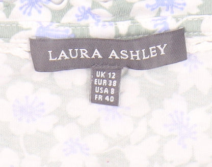 Womens UK Size 12 Laura Ashley Green Basic T-Shirt