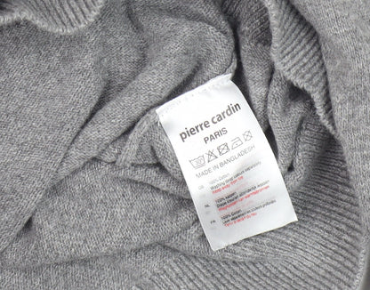 Pierre Cardin Men's Grey Cotton V-Neck Pullover Jumper Large