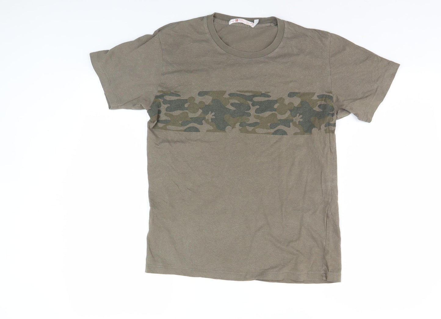 Uniqlo Disney Camouflage Mickey Mouse T-Shirt XS Brown